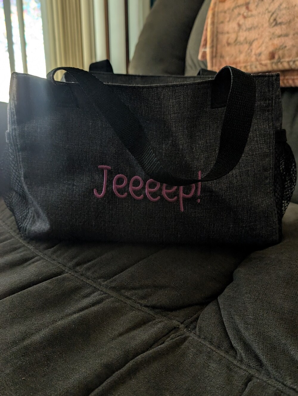 Jeep! Embroidered Black Thirty One Tote Bag